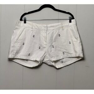 Cuffy's of Cape Cod Women's White Anchor Embroidered Shorts Nautical Size 12 3"